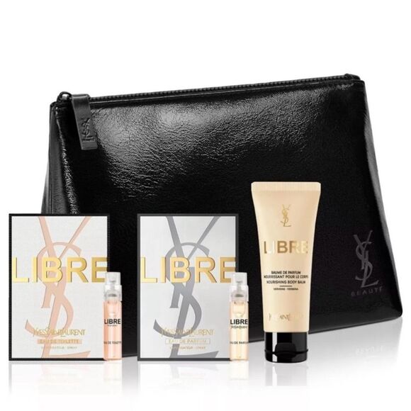 YSL Black Cosmetic Pouch with Libre Perfume Set New - Picture 1 of 5